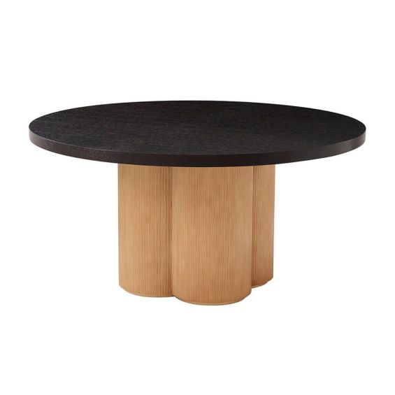 Chic, contemporary dining table with reed effect plinth base