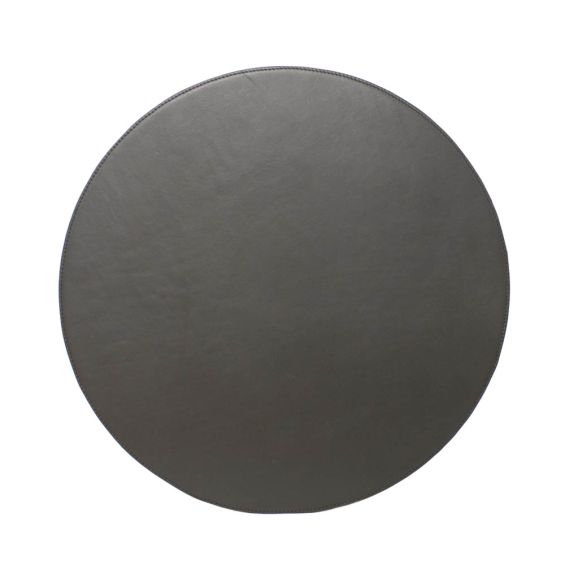 Circular black faux leather placemat