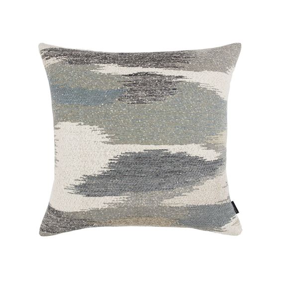 A luxury linen cushion by Romo with a neutral grey colour
