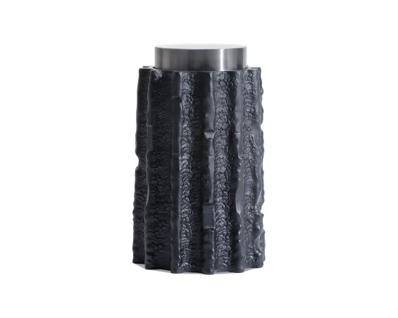 Meteorite Jar Large - Black Resin and Stainless Steel