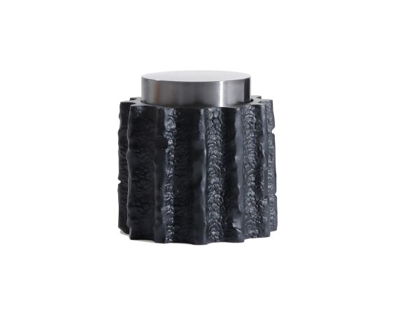 Meteorite Jar Small - Black Resin and Stainless Steel