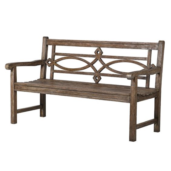 Aged wood garden bench