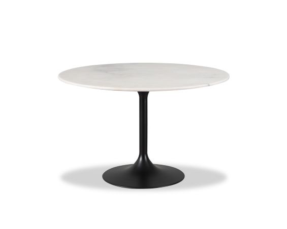 Telma Dining Table - White Marble/Matte Black (100 cm)