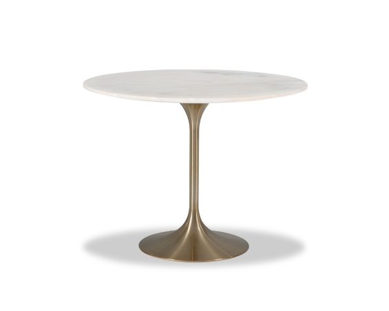 Telma Dining Table - White Marble/Brushed Brass (120 cm)