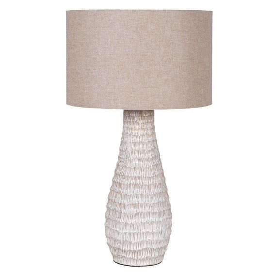 lamp features a unique texture and high-quality linen shade