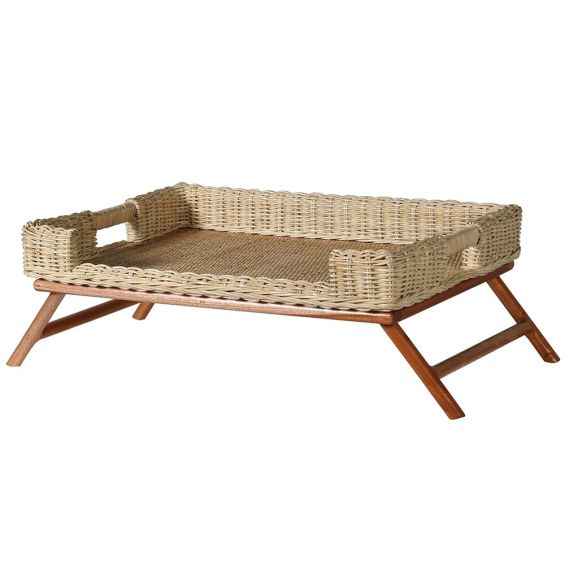 A beautiful natural rattan and pinewood breakfast tray 