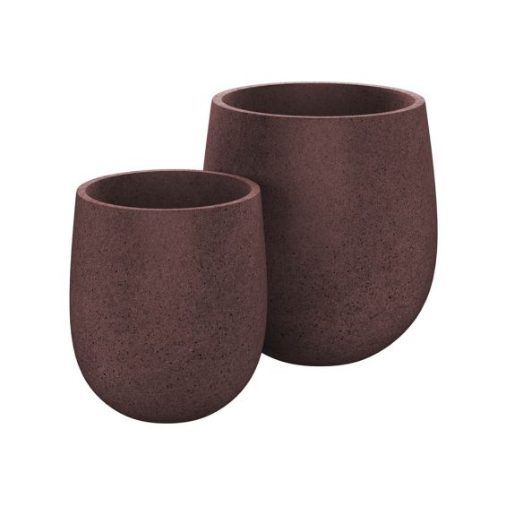 Set of 2 charcoal stone brown planters