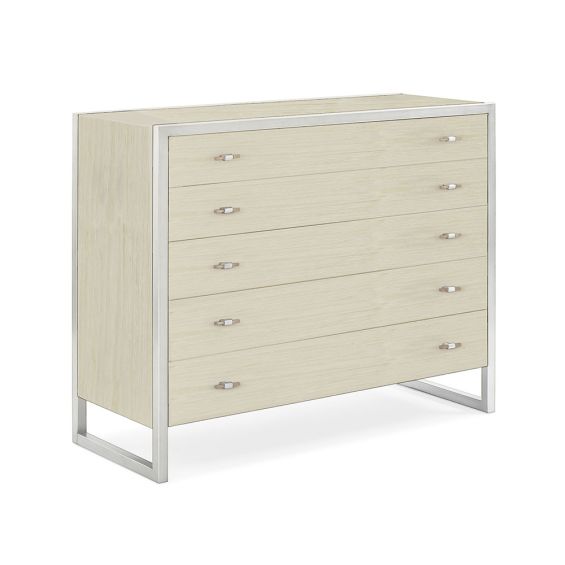 Glamorous cream finished chest of drawers with nickel details