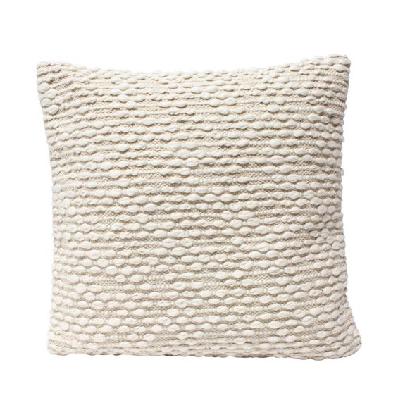 Beige textured square cushion
