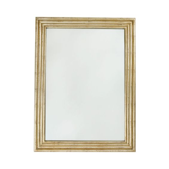 large, rectangular mirror with antiqued gold finish 