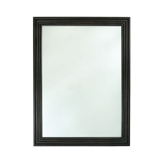 large, rectangular wall mirror with black finish 