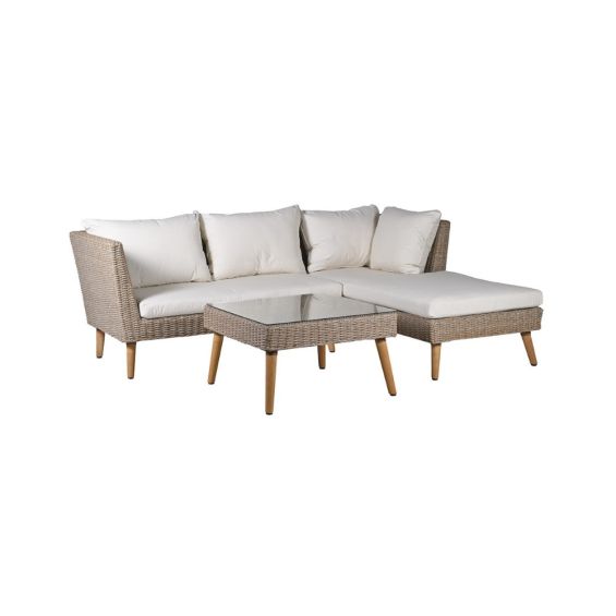 Modern garden/outdoor corner sofa and seat cushion with coffee table