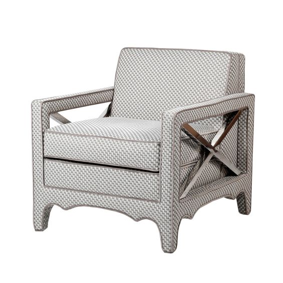 Luxurious grey and white patterned armchair 
