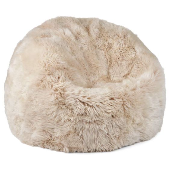 A sumptuously soft New Zealand Sheepskin beanbag with a long wool finish