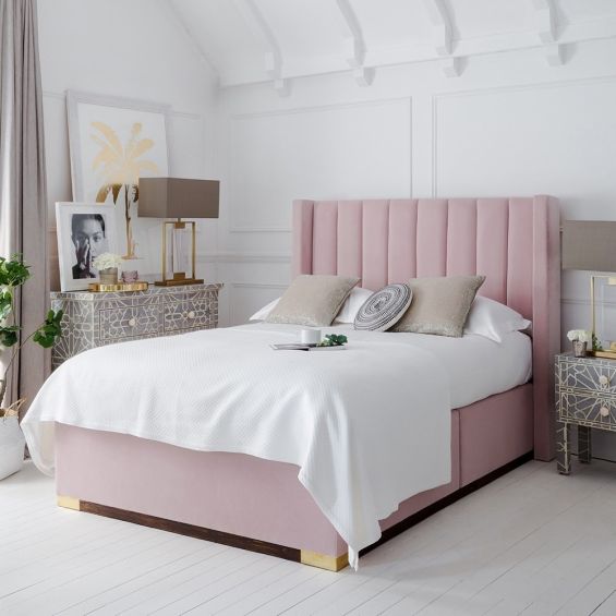 Glamorous fluted lined headboard with petite wings