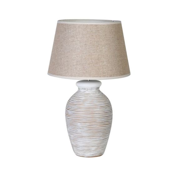 Scandinavian-style table lamp with a whitewash finish and natural shade 