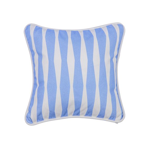 A beautiful blue children's cushion with a unique striped pattern 