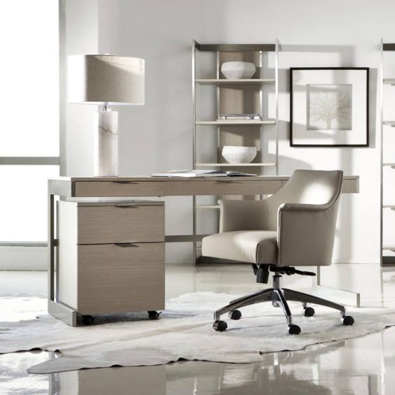 A luxury file cabinet by Bernhardt with two drawers and casters