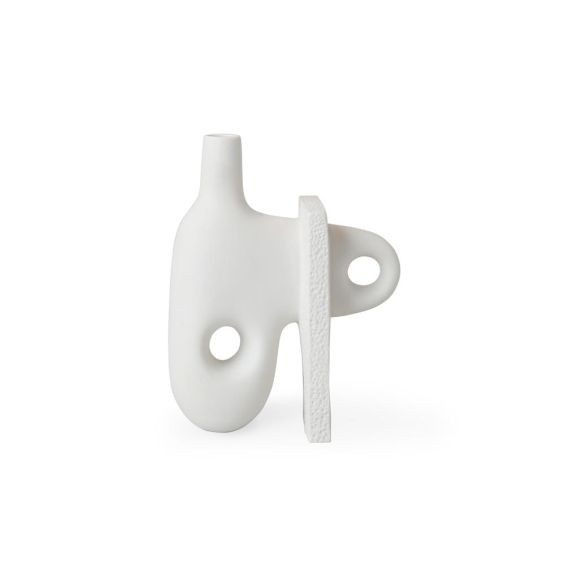Matte porcelain decorative sculpture with smooth and rough texture