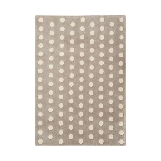 Neutral wool rug with cream dots