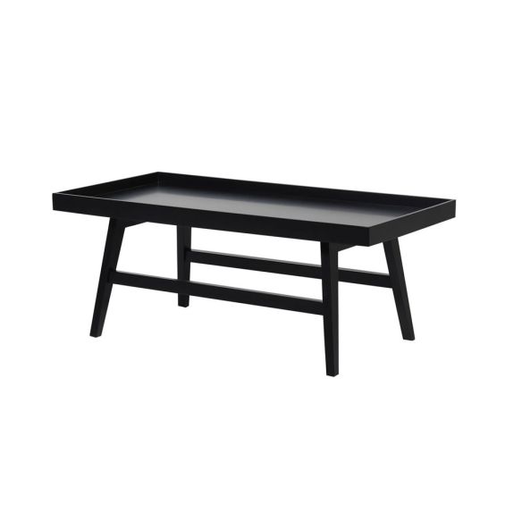 A stylish modern black wood and iron tray coffee table 