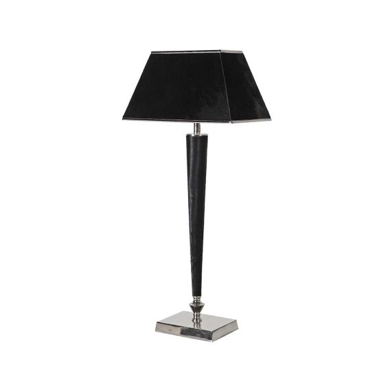 A luxurious side lamp with a black base and black shade
