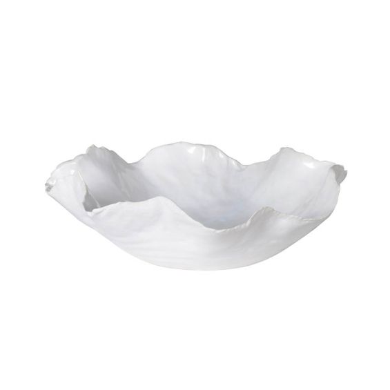 Sculpturally appealing white ceramic bowl