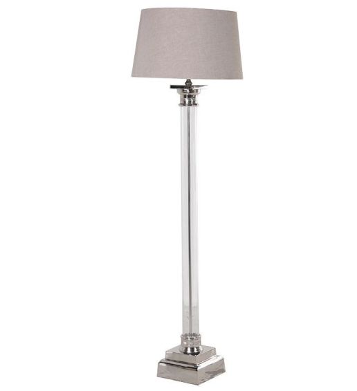 Nickel/Glass Floor Lamp With Shade