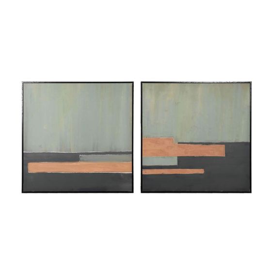 Abstract block artwork with earthy tones