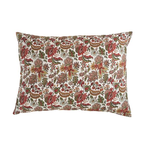 Luxurious floral red green and white cushion