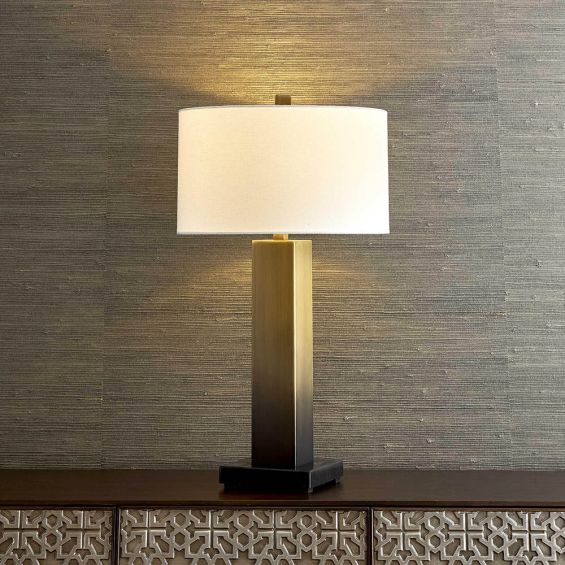 Rectangular black and bronze ombre steel lamp 