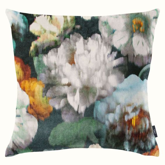 Black Edition Herbaria Cushion - Peacock