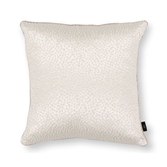 Ivory textured weave square cushion with a satin finish