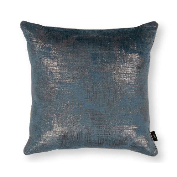 Luxurious dark blue foil printed velvet cushion
