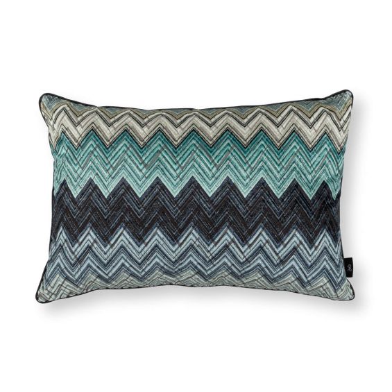 Luxurious blue patterned velvet cushion