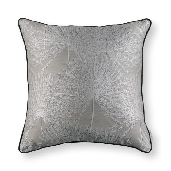 Jacquard weave leaf designed linen cushion