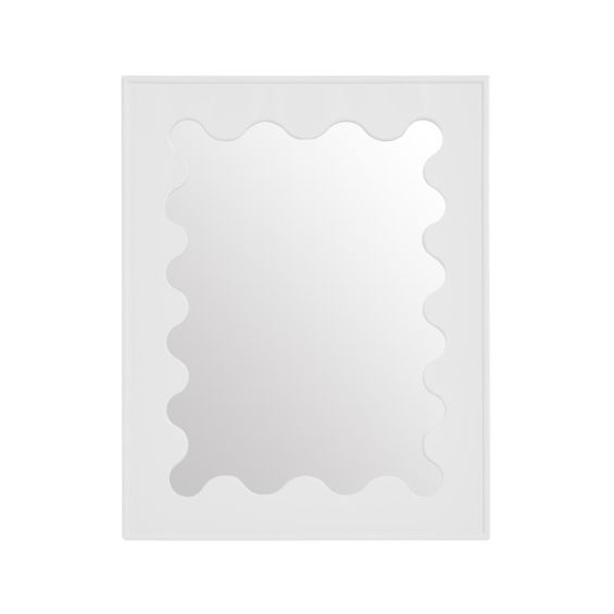 Glamorous white ripple effect mirror with high-gloss finish