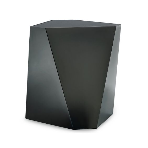 A bold and beautiful side table by Caracole with a geometric shape and bronze finish