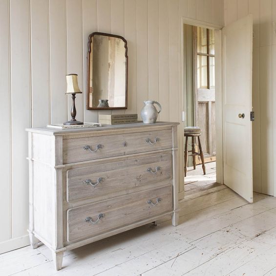 Gorgeous, farm-house inspired chest of drawers in natural reclaimed wood finish