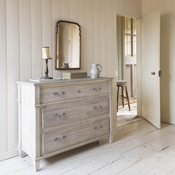 Gorgeous, farm-house inspired chest of drawers in natural reclaimed wood finish