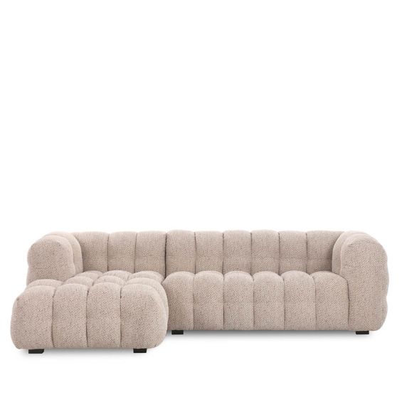 Left facing quilted taupe corner sofa