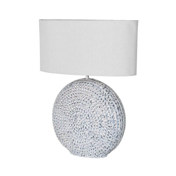 Elegant, textured round table lamp 