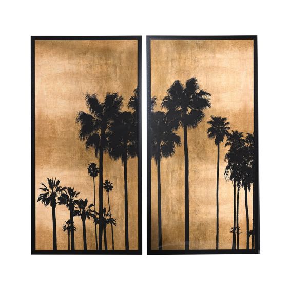 A fabulous set of 2 prints of palm trees at sunset 