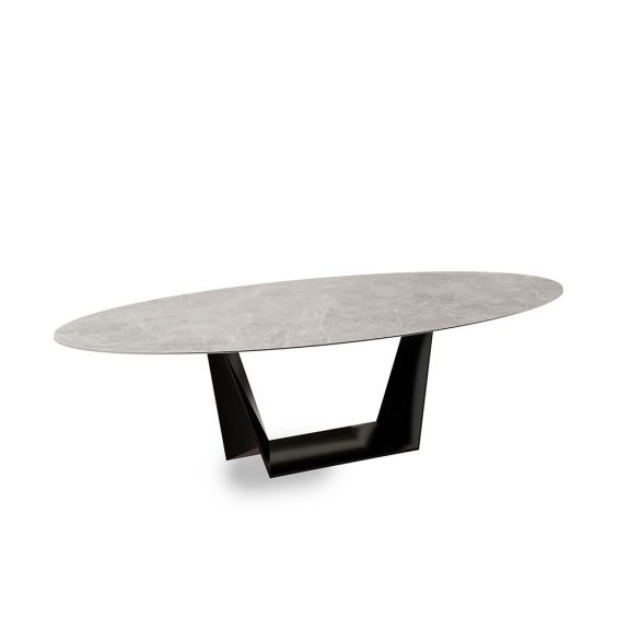 Glamorous geometric base dining table with marble top