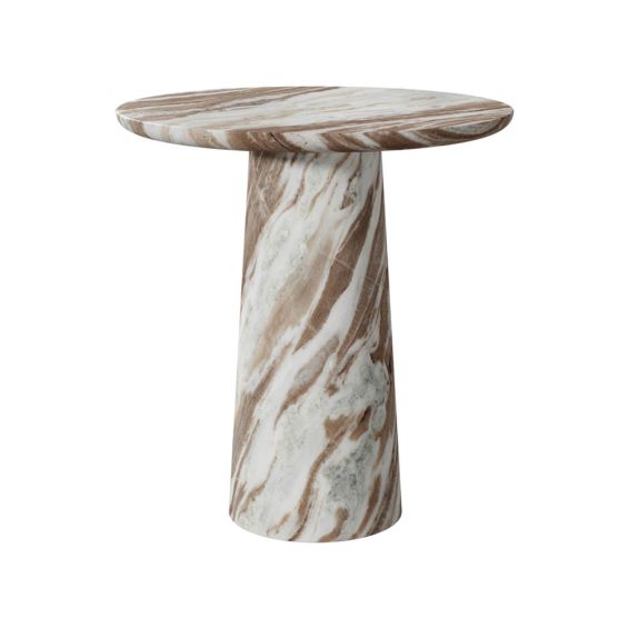 Timeless brown and white marble side table