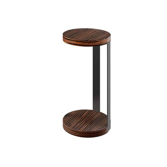 Concise round top side table in wooden finish