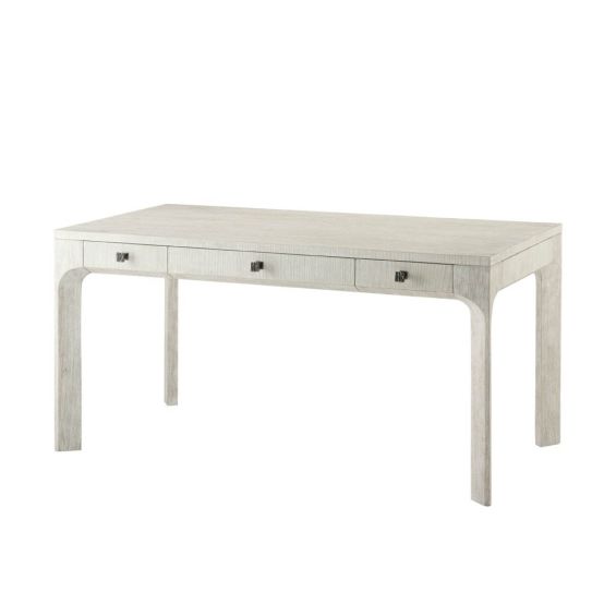 White pine wood desk with organic ribbed metal knobs
