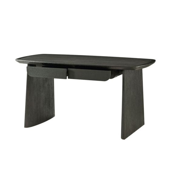 Contemporary shapely black wooden desk