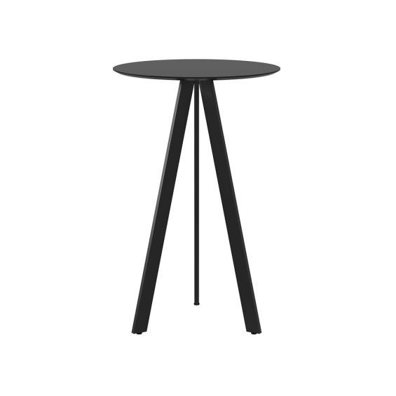 Black sculptural bar table with three legs
