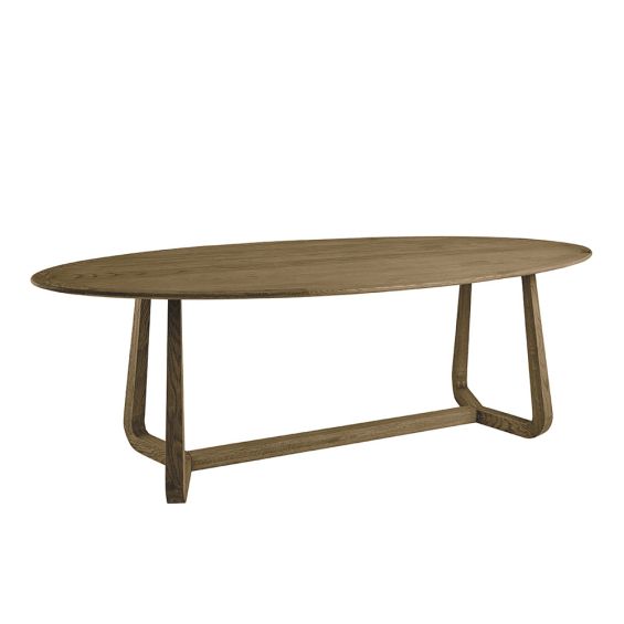 Solid oak, retro style, oval shape wooden dining table